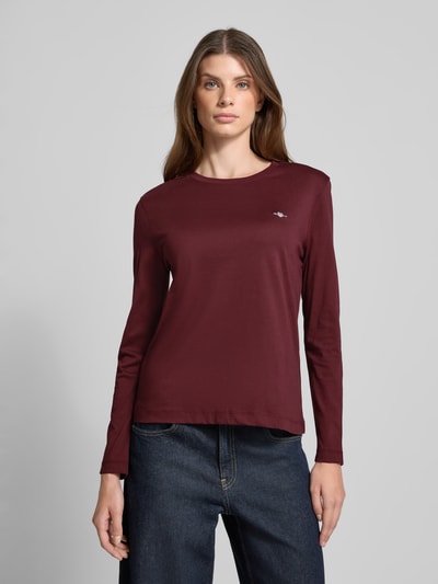 Gant Longsleeve mit Rundhalsausschnitt und Logo-Stitching Bordeaux 4