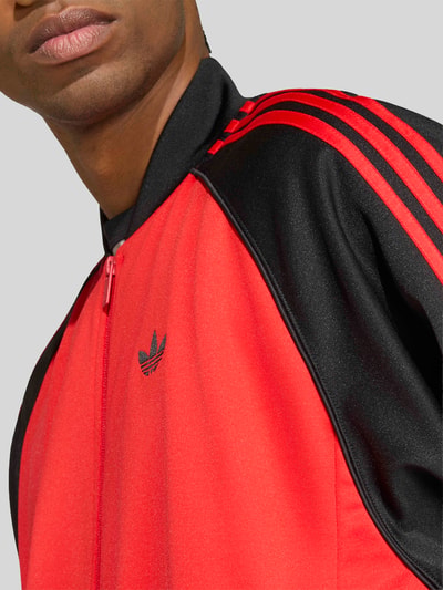adidas Originals Relaxed Fit Sweatjacke mit Logo-Stitching und Zweiwege-Reißverschluss Rot 5