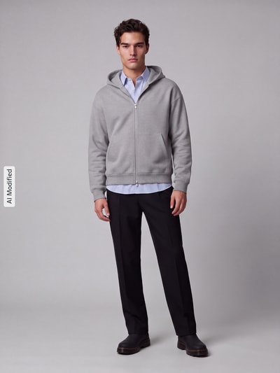 ONLY & SONS Sweatjacke mit Zweiwege Reißverschluss Mittelgrau Melange 1