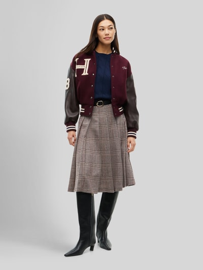 Tommy Hilfiger Krój relaxed fit kurtka skórzana z mieszanka wełny Ciemnoczerwony 1
