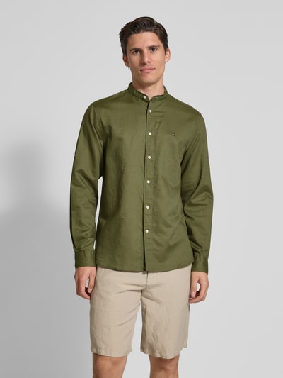 Tommy Hilfiger Regular fit vrijetijdsoverhemd van een mix van katoen en linnen Olijfgroen - 4