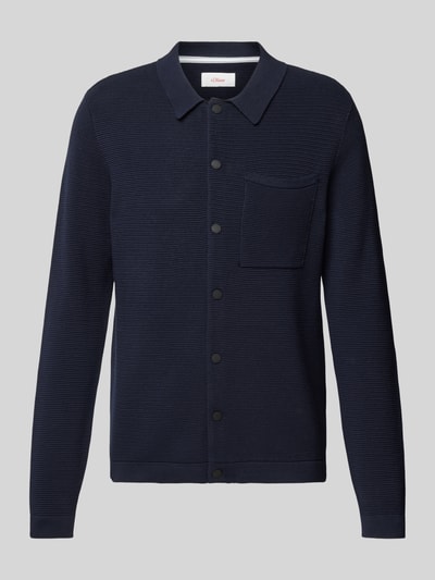 s.Oliver RED LABEL Gebreid jack met polokraag Donkerblauw - 2