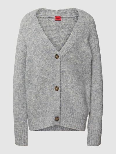 HUGO Cardigan mit gerippten Abschlüssen Modell 'SAMIRENDA' Mittelgrau meliert 2