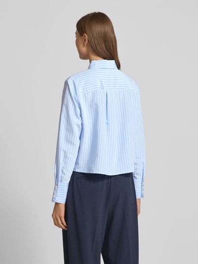 More & More Regular fit overhemdblouse van viscosemix met borstzak Hemelsblauw - 5