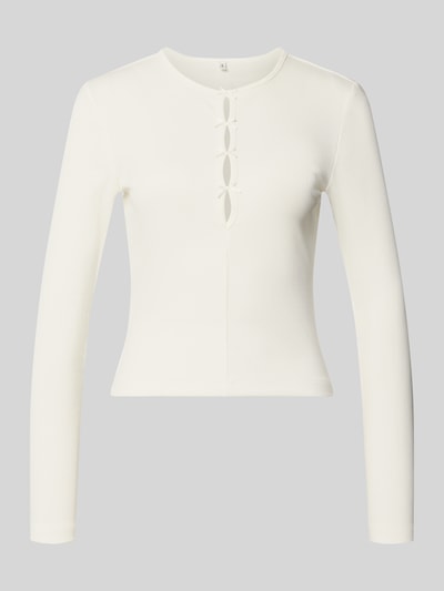 ONLY Slim Fit Langarmshirt aus Baumwoll-Mix Modell 'FEMKE' Weiss 2
