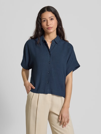 Selected Femme Bluzka o kroju relaxed fit z mieszanki wiskozy i lnu model ‘VIVA’ Ciemnoniebieski 4