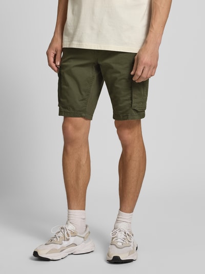Blend Regular fit korte broek met cargozakken Donkergroen - 4