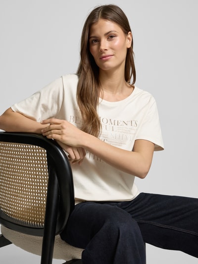 monari T-Shirt mit Statement-Print Beige 3