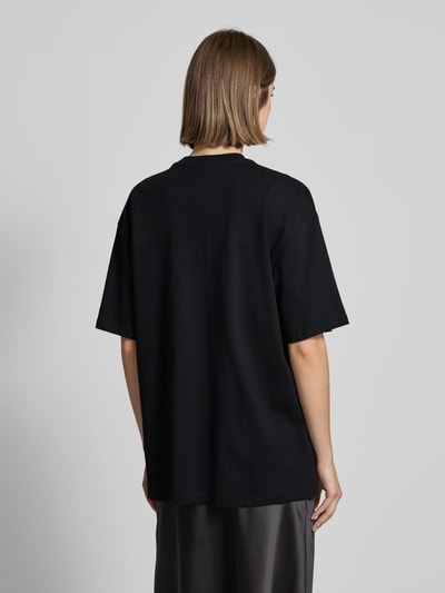 Review Oversized T-Shirt mit geripptem Rundhalsausschnitt Black 5