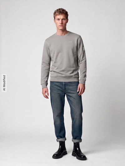 G-Star RAW Sweatshirt mit Ton-in-Ton Logo-Details Hellgrau 1