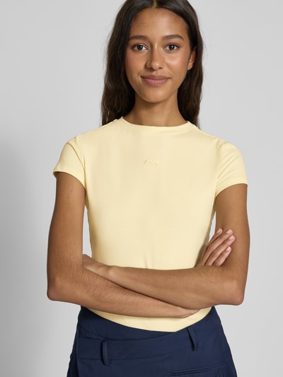 LeGer by Lena Gercke T-shirt met geribde ronde hals, model 'Franka' Lichtgeel - 3