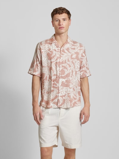 Only & Sons Relaxed fit vrijetijdsoverhemd met all-over motiefprint Lichtrood - 4