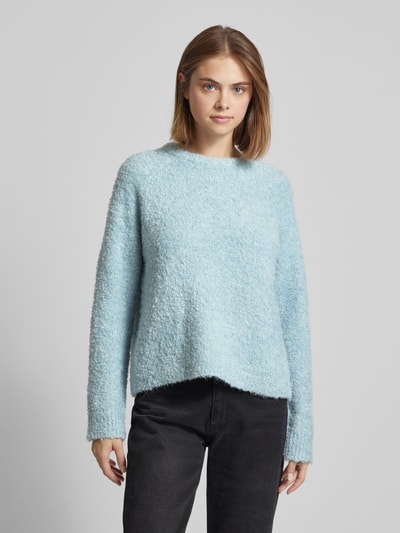 Only Flauschiger Pullover mit Rundhalsausschnitt Modell 'CIROLA' Hellblau Melange 4