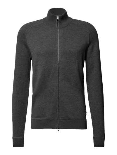 BOSS Strickjacke mit Kontraststreifen Mittelgrau Melange 2