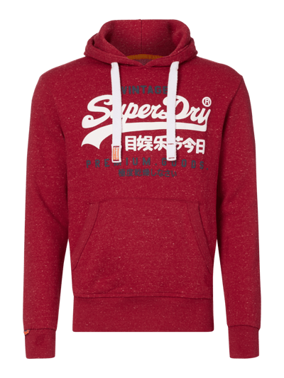 Superdry Hoodie mit gummiertem Logo-Print Hellrot Melange 1