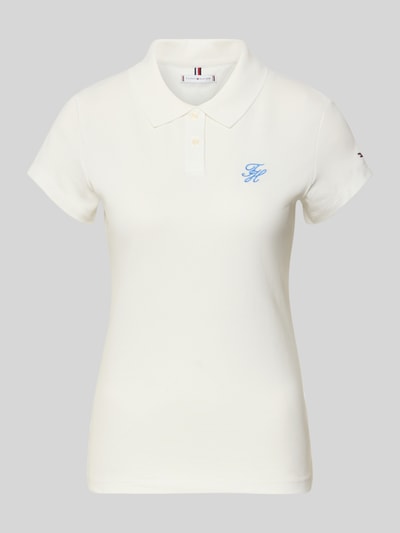 Produktfoto, Slim Fit Poloshirt aus Baumwoll-Mix von Tommy Hilfiger in Unifarben mit Polokragen, Logo-Stitching, kurzarm, Piqué-Struktur