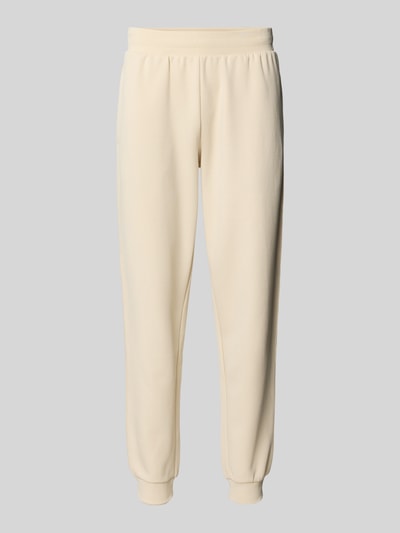Produktfoto, Sweatpants aus Baumwoll-Mix von EA7 Emporio Armani in Beige mit elastischem Bund, Eingrifftaschen, lockerer Passform, glatte Textur