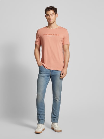 Lindbergh T-shirt met labelprint, model 'Copenhagen' Roze - 1