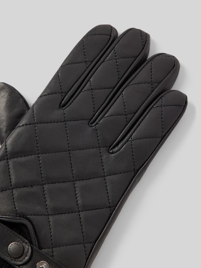 Barbour Lederhandschuhe mit Steppnähten Black 3