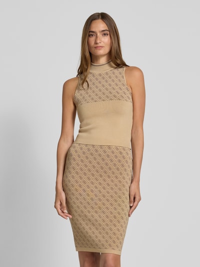 Guess Top z dzianiny ze wzorem z logo model ‘LISE’ Piaskowy 4