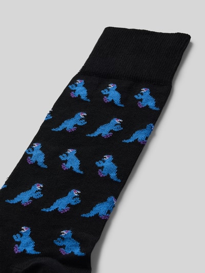 PAUL SMITH Socken mit gerippten Bündchen Modell 'DINO ALLOVER' Black 2