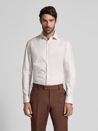 Jake*s Slim Fit Businesshemd mit extra langem Arm Taupe 4