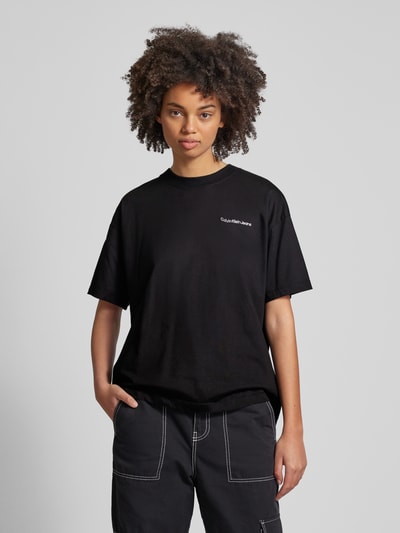 Calvin Klein Jeans T-Shirt mit Label-Stitching Modell 'EMBROIDERED' Black 4