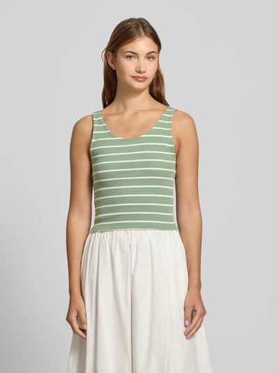 Only Top o kroju slim fit z prążkowaniem model ‘NESSA’ Trzcinowy 4