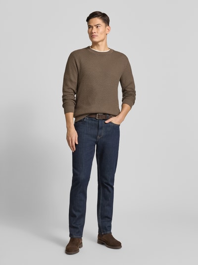 Jack & Jones Premium Strickpullover mit Strukturmuster Modell 'BARKLEY' Taupe 1