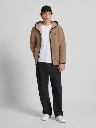Tommy Jeans Regular Fit Webpelzjacke mit Kapuze Beige 1