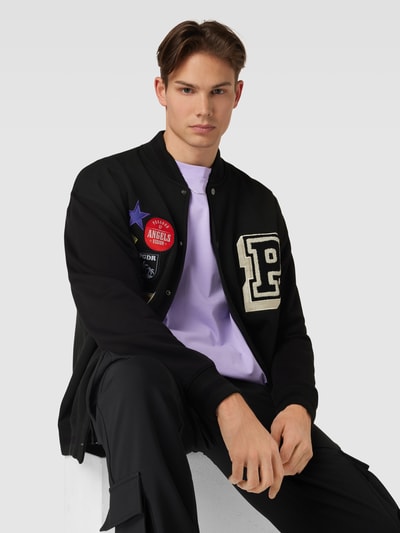 Pegador Oversized jack met patches, model 'Whitney Varsity' Zwart - 3