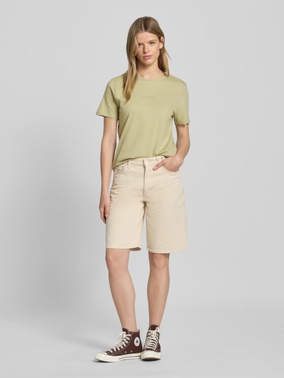 Marc O'Polo Denim T-shirt met ronde hals en labeldetail Rietgroen - 1