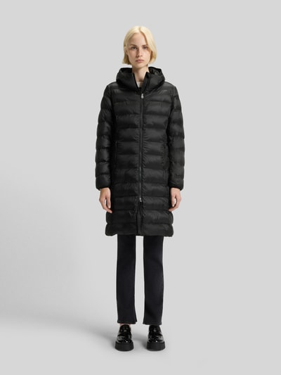 HUGO Regular fit gewatteerde lange jas met capuchon  Zwart - 4