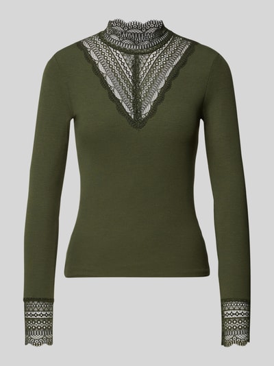 Only Bluzka z długim rękawem o kroju slim fit z mieszanki wiskozy model ‘TILDE’ Oliwkowy 2