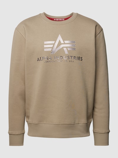 Alpha Industries Sweatshirt met labelprint, model 'CARBON' Zand - 2