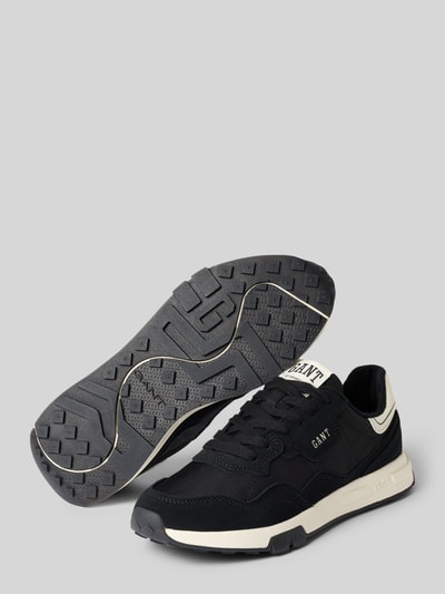 Produktfoto, Sneaker aus Leder-Textil-Mix Modell 'Youtron' von Gant, Herren Sneaker, Schnürung, Abgerundete-Spitze, Schwarz und Weiß, Absatzhöhe 3 cm, Schafthöhe 8 cm, Schaftweite 11 cm, strukturierte Laufsohle