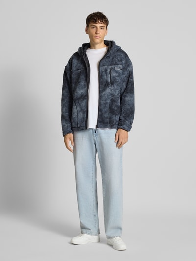 REVIEW Fleecejacke mit Reißverschlusstasche und Label-Detail Black 1