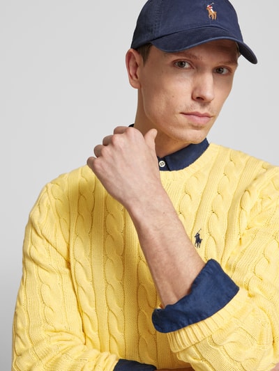 Polo Ralph Lauren Strickpullover mit Zopfmuster Modell 'DRIVER' Hellgelb 3