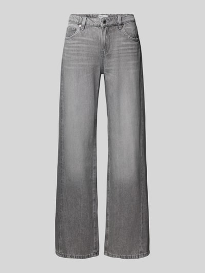 Produktfoto, Wide Fit Jeans im 5-Pocket-Design mit Lyocell-Anteil von Gina Tricot, grauer Baumwoll-Lyocell-Mix, sichtbarer Knopf-Reißverschluss.