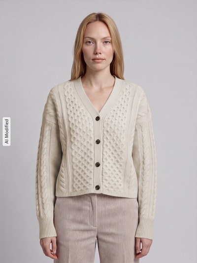 Weekend Max Mara Regular Fit Strickjacke aus reiner Wolle Modell 'PRIMO' Sand 4