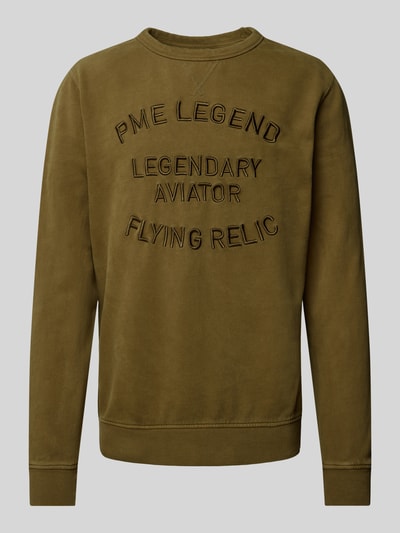 PME Legend Sweatshirt mit gerippten Abschlüssen Oliv 1