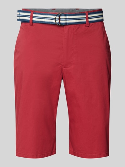 Christian Berg Men Regular Fit Chino-Shorts mit Gürtel Kirsche 2