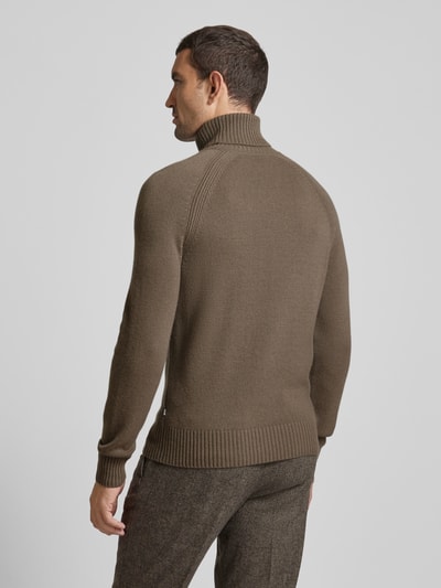 BOSS Strickpullover mit Rollkragen Modell 'ELOGICO' Taupe 5