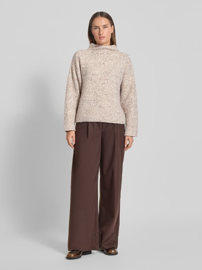 FREE/QUENT Sweter z dzianiny z prążkowanymi wykończeniami model ‘Grsnemes’ Beżowy 1