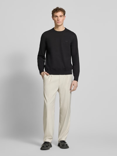 BOSS Sweter z dzianiny z czystej bawełny w kroju regular fit model 'UPCAS' Czarny 1