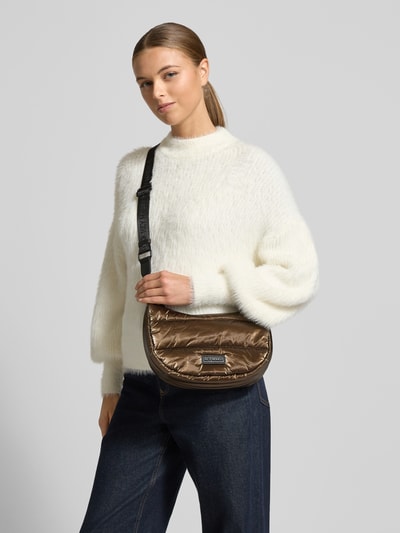 Hey Marly Handtas met doorgestikte naden en labeldetail Donkerbruin - 1