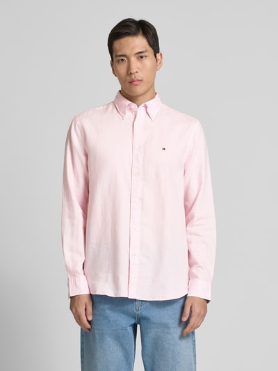 Tommy Hilfiger Regular Fit Freizeithemd aus Baumwoll-Leinen-Mix Rosa 4