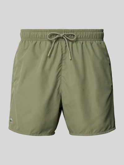 Lacoste Regular Fit Badeshorts mit Logo-Badge Oliv 1