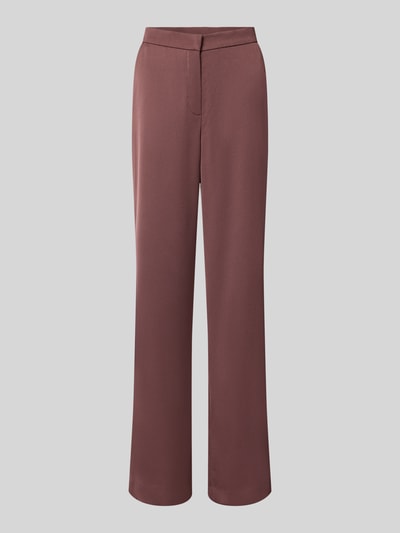 Produktfoto, Straight Fit Hose aus Satin von SWING in Braun, glatte Oberfläche, elegantes Design, Haken- und Reißverschluss, Damenmode