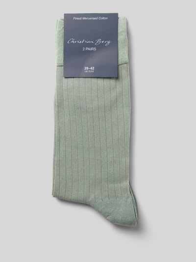 Christian Berg Men Socken mit Label-Print im 2er-Pack Metallic Gruen 3